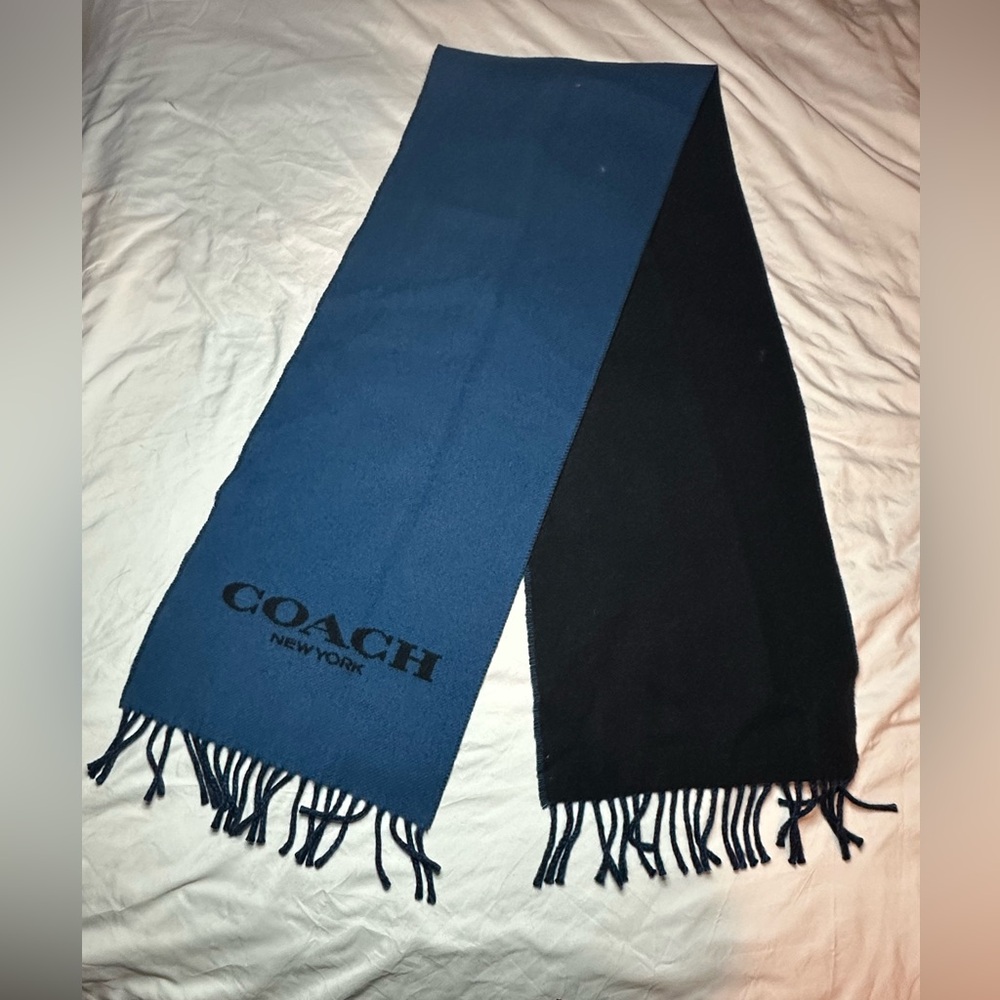 Coach Men's Dual-Tone Blue and Black Scarf
